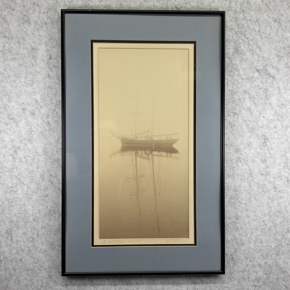 Richard Strauss Framed Fine Art Photo Boat Mist of Mystic Connecticut Signed